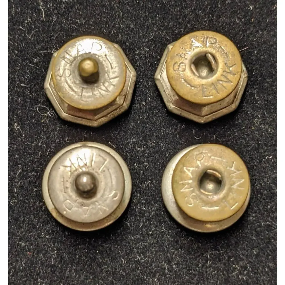 Vintage Snap Link Cufflink Four Piece Interchangeable Set Abalone Shell Pearly